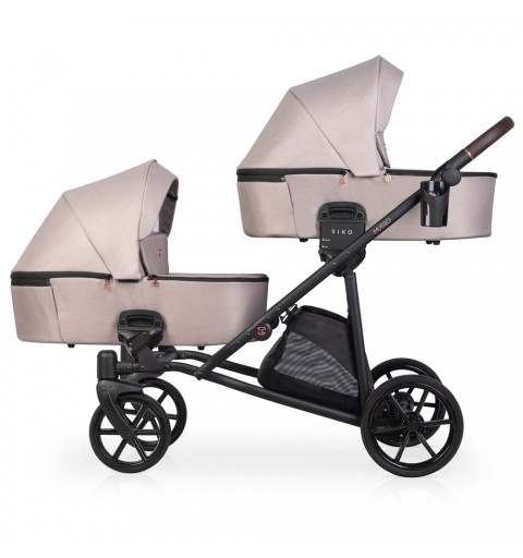 Riko Musso - wózek bliźniaczy, zestaw 2w1 z opcją 3w1 i 4w1 | 01 Taupe